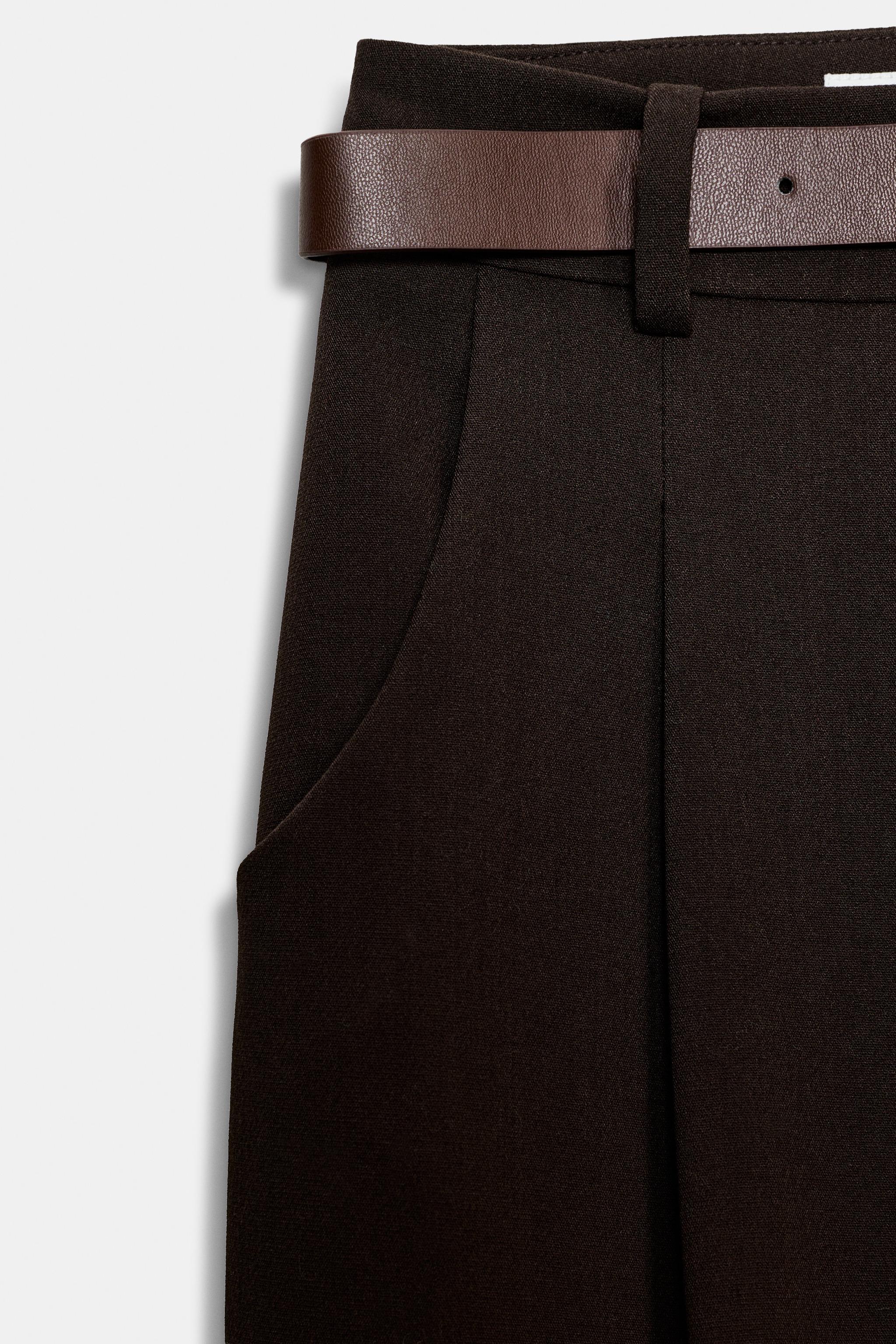 BELTED PLEATED PANTS
